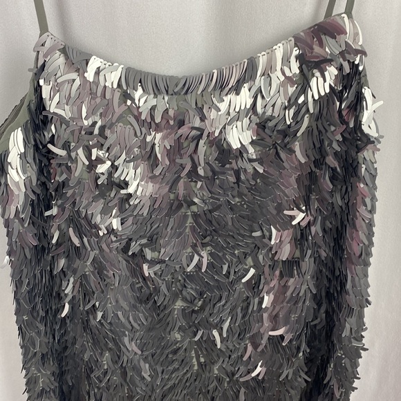 Zara ZW Collection NWT Short Sequinned Dress Silver - Size S - Picture 6 of 15